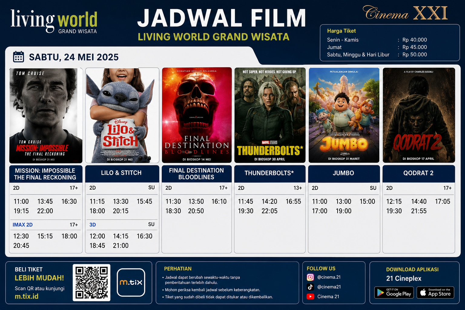 Jadwal Film di Bioskop Living World Grand Wisata - bioskop