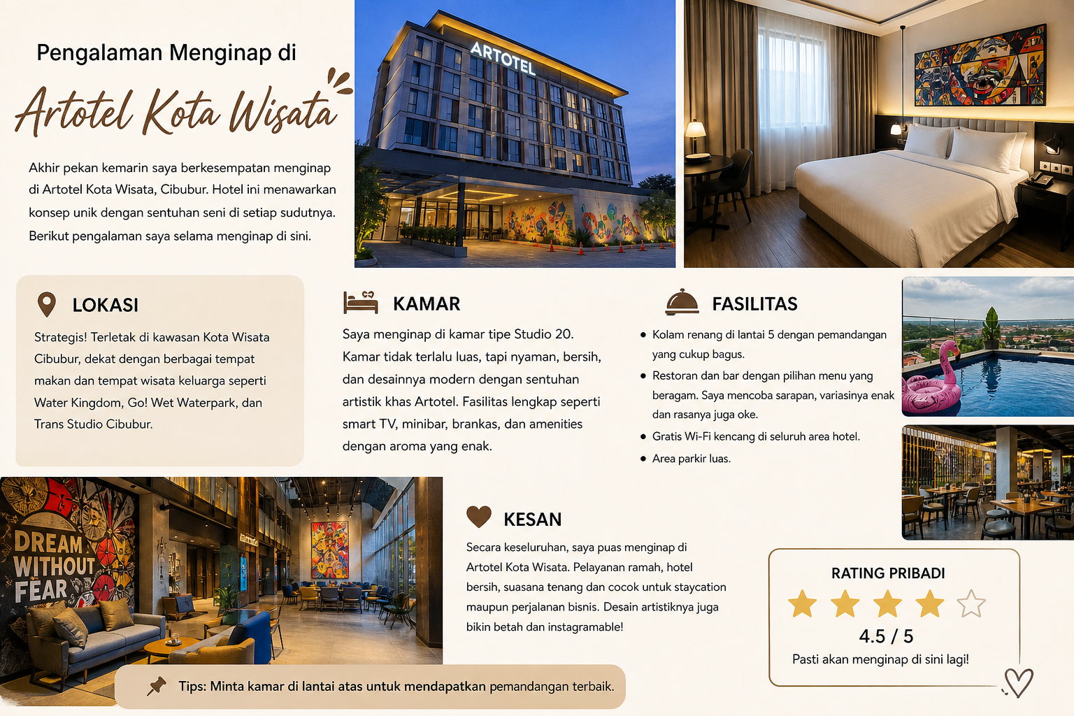 Pengalaman Menginap di Artotel Kota Wisata - artotel