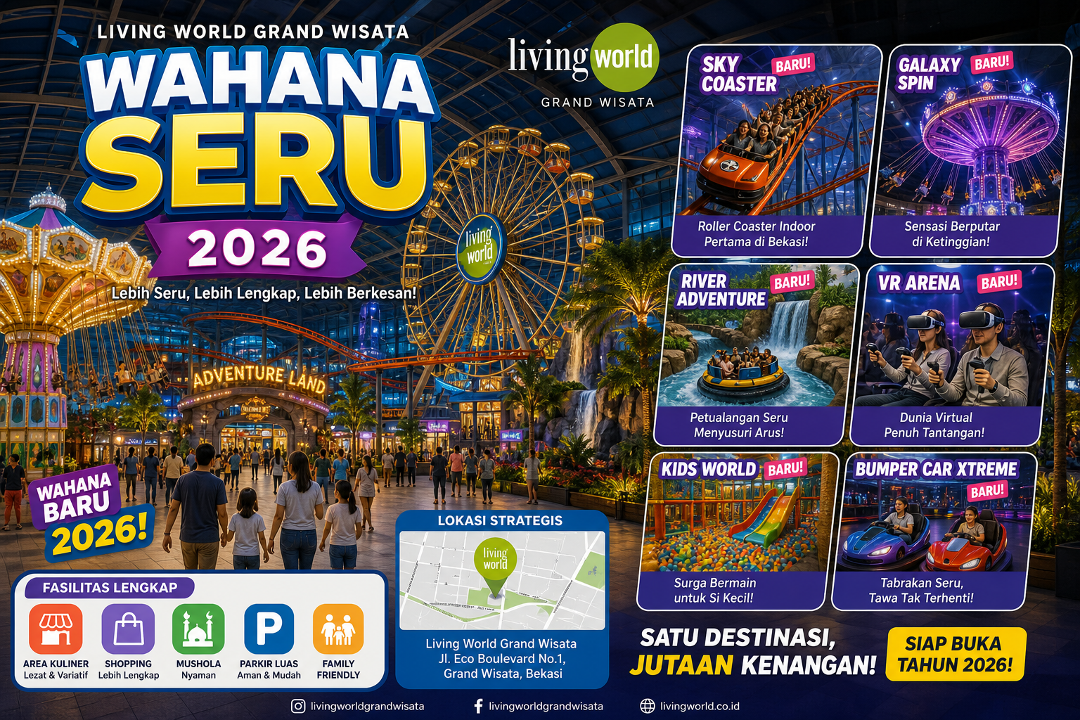 Wahana Seru di Living World Grand Wisata 2026 - living