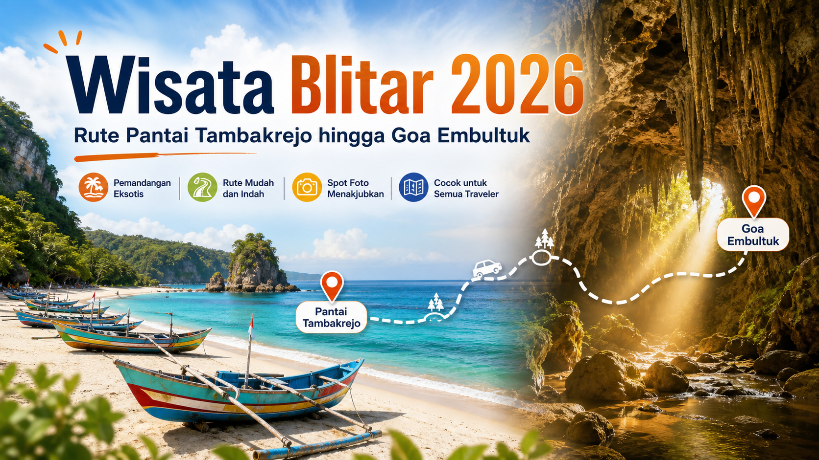 blitar - Wisata Blitar 2026: Rute Pantai Tambakrejo hingga Goa Embultuk