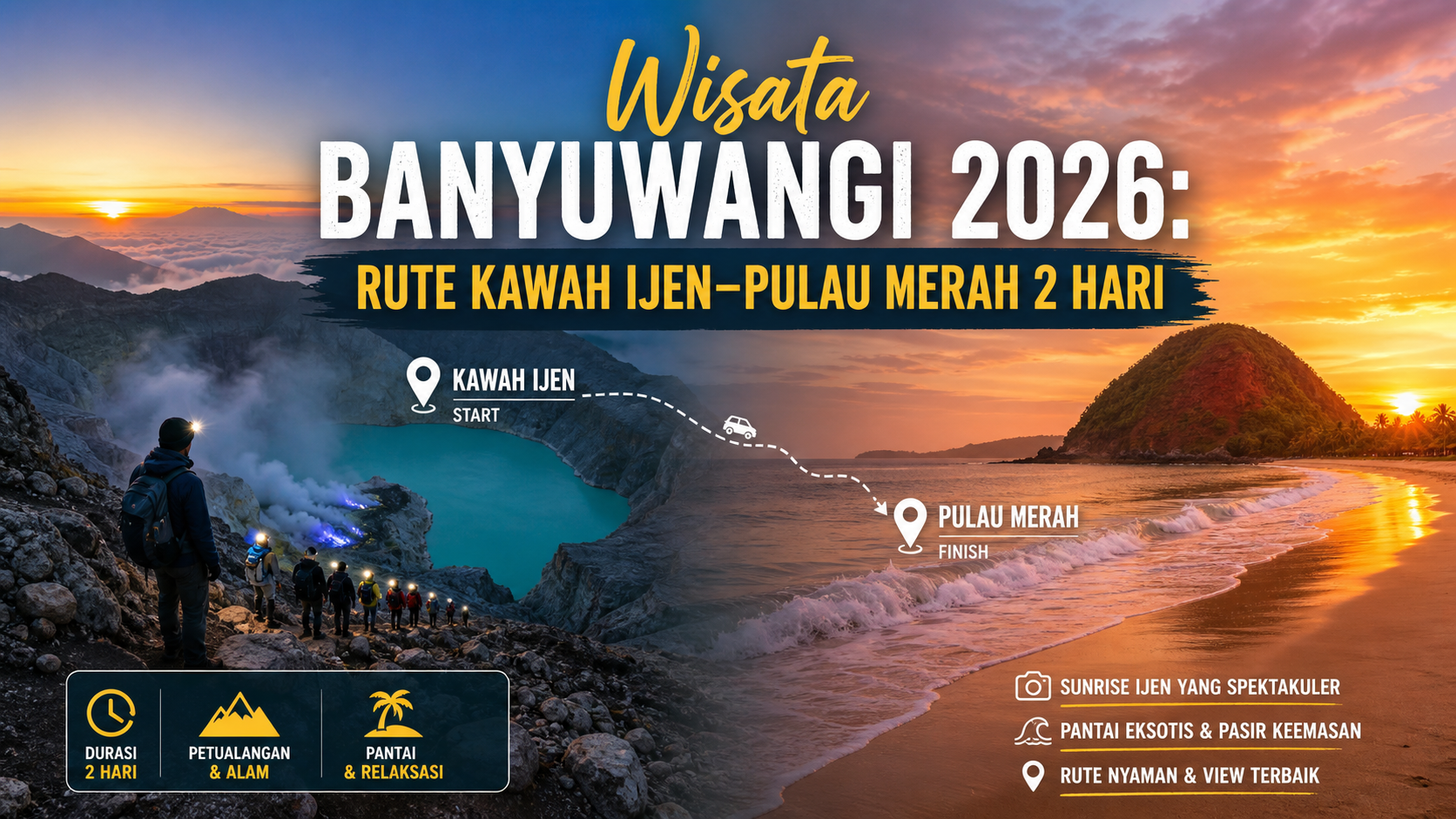 banyuwangi - Wisata Banyuwangi 2026: Rute Kawah Ijen-Pulau Merah 2 Hari