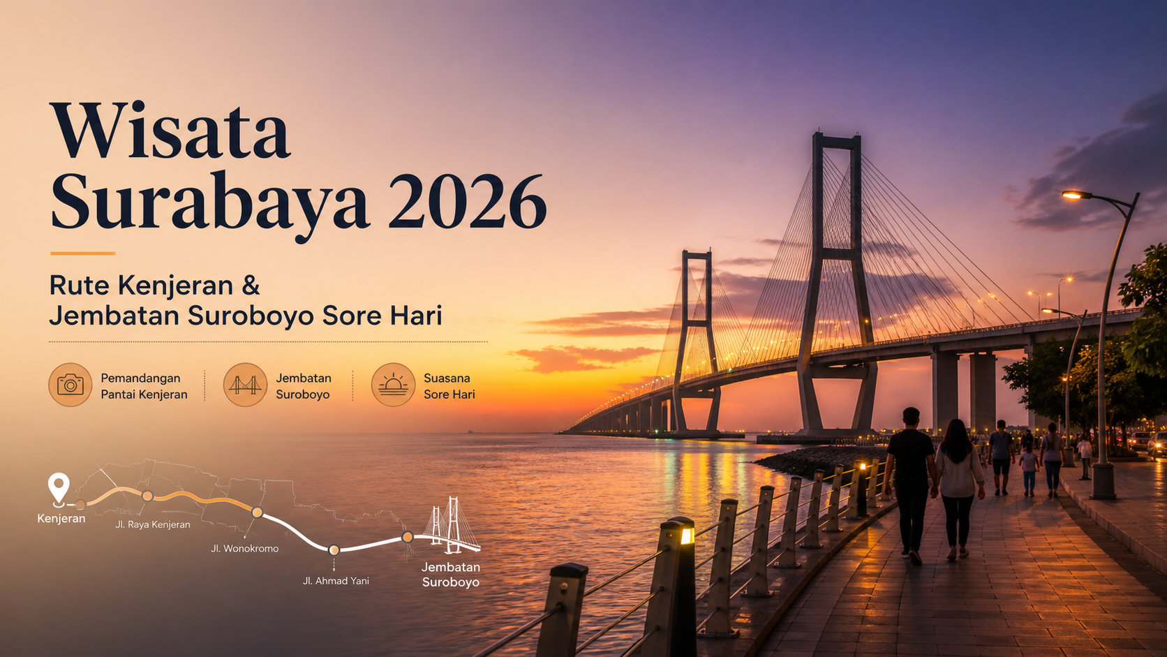 surabaya - Wisata Surabaya 2026: Rute Kenjeran dan Jembatan Suroboyo Sore Hari