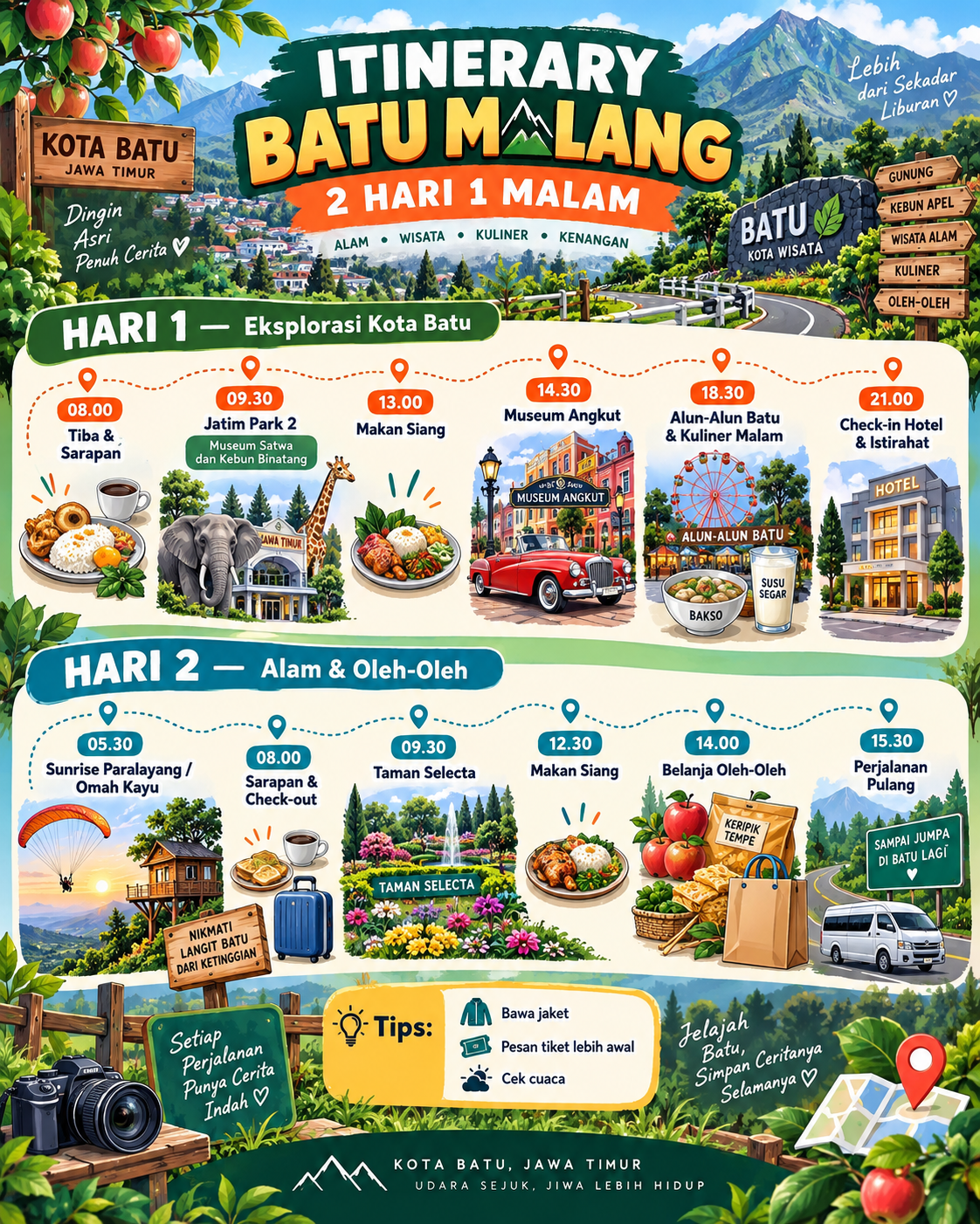 Gambaran Itinerary Batu Malang 2 Hari 1 Malam - batu