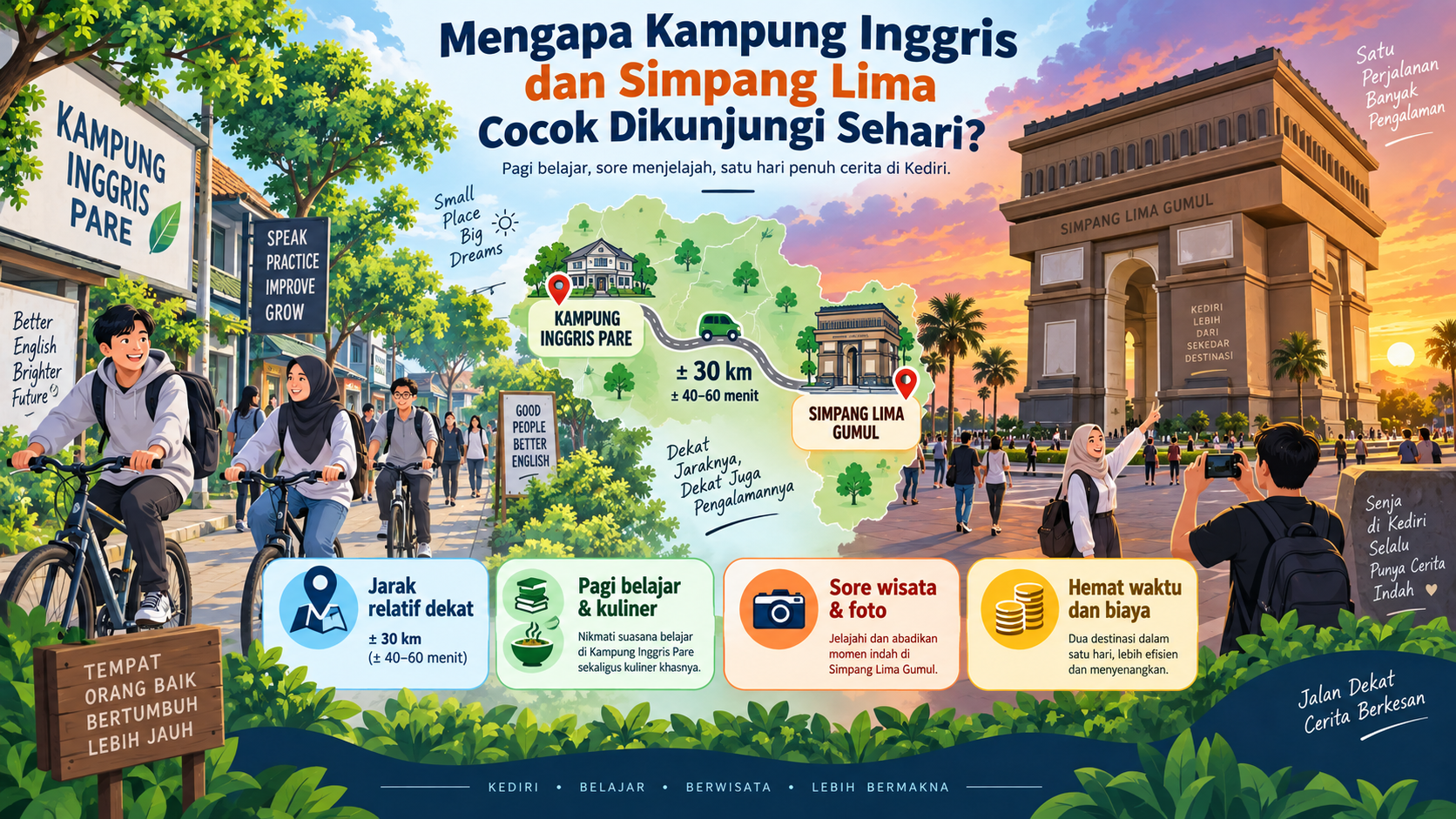 Mengapa Kampung Inggris dan Simpang Lima Cocok Dikunjungi Sehari? - kediri