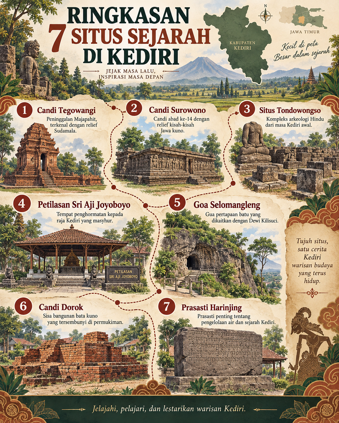 Ringkasan 7 situs sejarah di Kediri - kediri