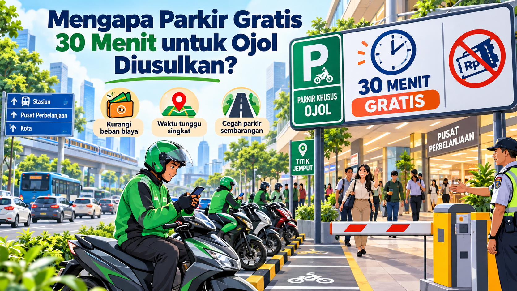 Mengapa Parkir Gratis 30 Menit untuk Ojol Diusulkan? - ojek