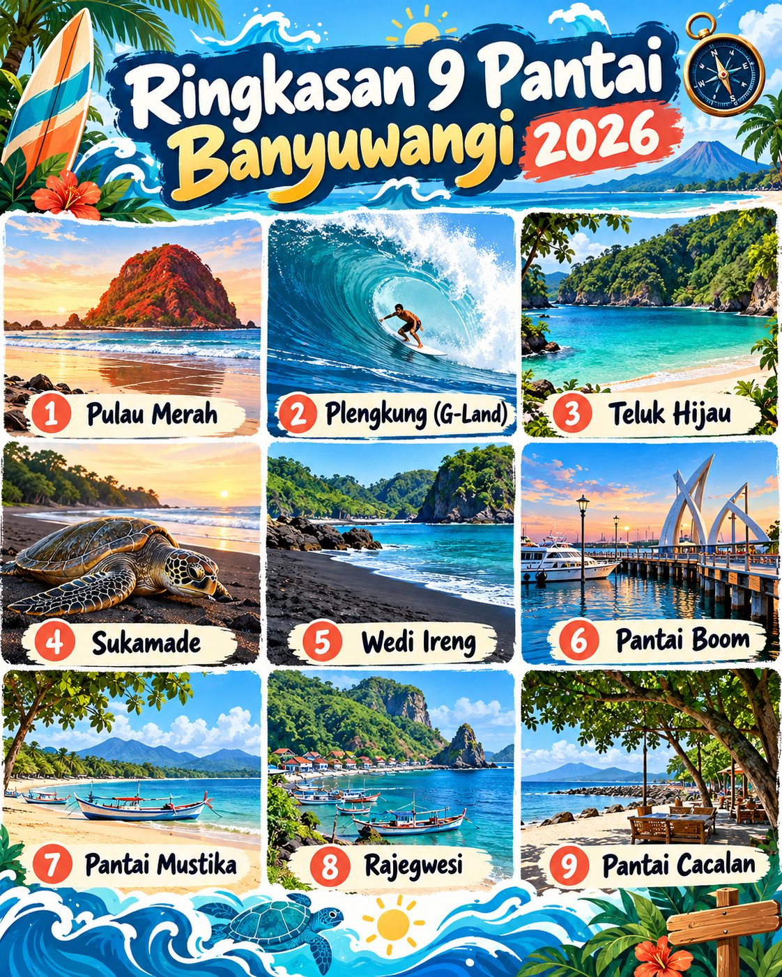 Ringkasan 9 Pantai Banyuwangi 2026 - banyuwangi